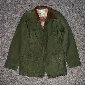 L.L. Bean Adirondack Barn Coat - Green and Brown Flannel Lined - Women’s Medium